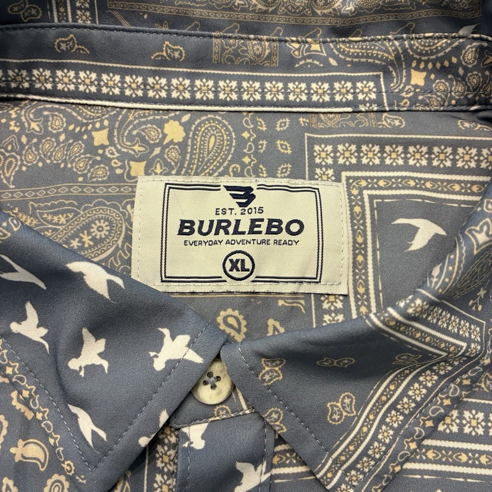Burlbo Paisley Duck Print Short Sleeve Stretch Button Shirt Mens XL Abstract - Picture 3 of 7